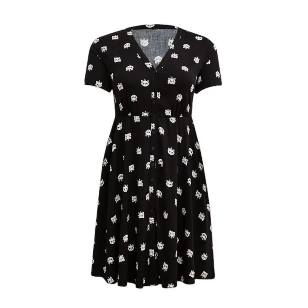 Torrid Disney Plus Size 4X Shirt Dress Midi The Aristocats‎ Black Challis 269 - Picture 5 of 16